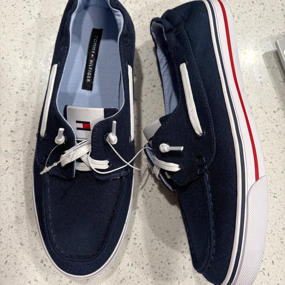 Tommy Hilfiger OIMATE Boat Dock Shoes sz 9m Navy 9 deck shoe NEW - Picture 2 of 5